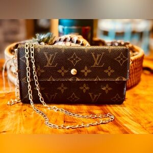 Louis Vuitton vintage monogram international long wallet converted Crossbody